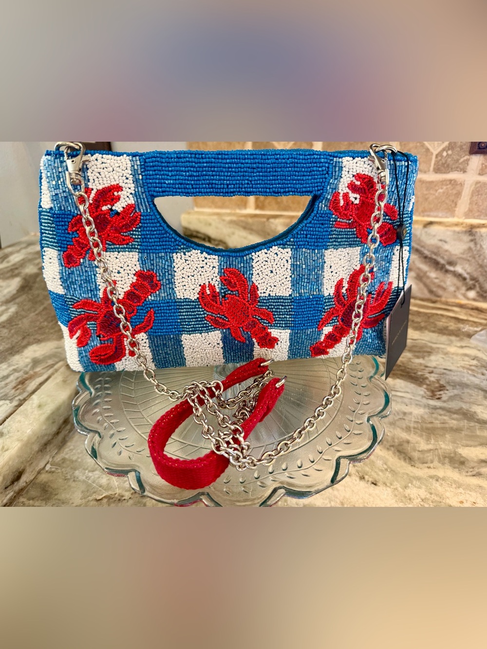 Viral Coastal Claw Beaded Clutch  by America & Beyond